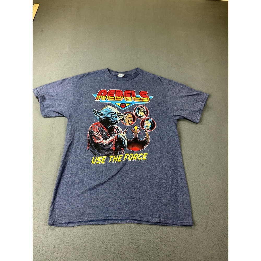 Star Wars‎ Shirt Mens M Blue Yoda Rebels Use The Force Graphic Tee Crew Neck